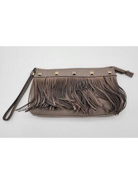 J Lo By Jennifer Lopez Gray Satchel Fringe Purse